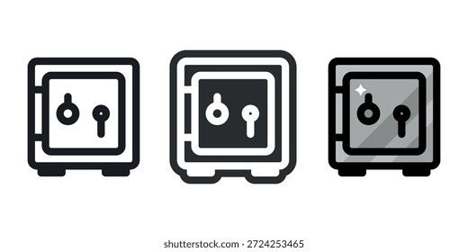 Conjunto de ícones de segurança de aço. Ilustração vetorial.