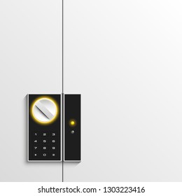 Steel safe pin code entry panel image. Armored box background. Door safe bank vault combination lock. Reliable Data Protection. Long-term savings. Deposit box safe icon.Protection personal information