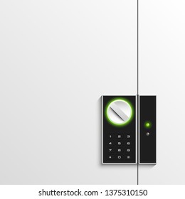 Steel safe pin code entry panel image. Armored box background. Door safe bank vault combination lock. Reliable Data Protection. Long-term savings. Deposit box safe icon.Protection personal information