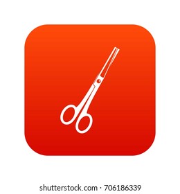 Steel scissors icon digital red for any design isolated on white vector illustration
