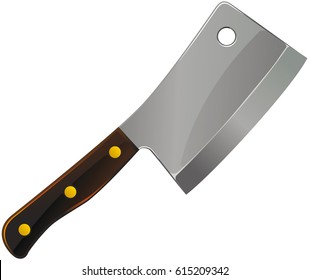 Steel sharp cleaver on a white background