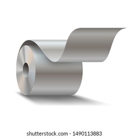 Steel Sheet Roll On White Background