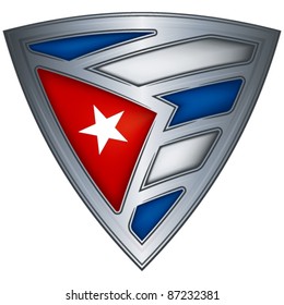 Steel shield with flag Cuba