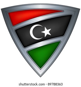 Steel shield with flag Libya