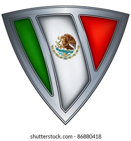 Steel shield with flag Mexico