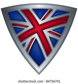 Steel shield with flag UK
