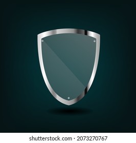 The steel Shield is a simple clip-art vector illustration. An abstract background in the blue color.