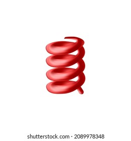 Steel spring with silicone or plastic coating, realistic vector illustration isolated on white background. 3D mockup of compressed motor spring at rest.