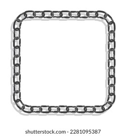 Steel square CHAIN frame for decorative headers. Gray ornates frames with CHAIN isolated on white background. Vector decorative element