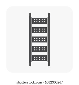 Steel stair or ladder vector icon. Part of scaffolding stairway rolling tower or staircase with ringlock system. Safety equipment tool use to climbing, working on high building in construction site. 