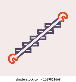 Steel stair or ladder vector icon. Part of scaffolding stairway rolling tower or staircase with ringlock system. Safety equipment tool use to climbing, working on high building in construction site. 