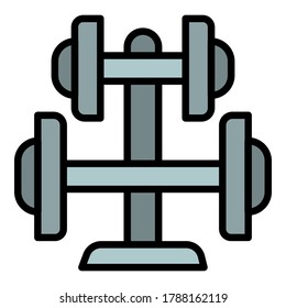 Steel stand dumbell icon. Outline steel stand dumbell vector icon for web design isolated on white background