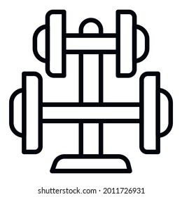 Steel stand dumbell icon. Outline steel stand dumbell vector icon for web design isolated on white background