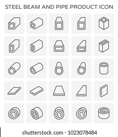 Steel structural product such as beam tube and pipe variety of shape for construction material, Steel construction material, Product of iron and steel industry, vector illustration icon set design.