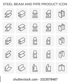 Steel structural product such as beam tube and pipe variety of shape for construction material, Steel construction material, Product of iron and steel industry, vector illustration icon set design.