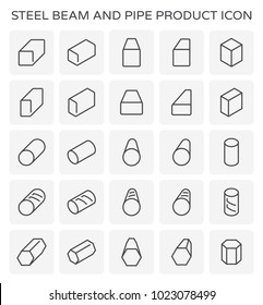 Steel structural product such as beam tube and pipe variety of shape for construction material, Steel construction material, Product of iron and steel industry, vector illustration icon set design.