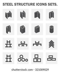 Steel Structural Product Such As Beam Tube And Pipe Variety Of Shape For Construction Materials, Steel Construction Material, Product Of Iron And Steel Industry, Vector Illustration Icon Set Design.