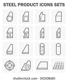 Steel structural product such as beam tube and pipe variety of shape for construction material, Steel construction material, Product of iron and steel industry, vector illustration icon set design.