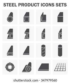 Steel structural product such as beam tube and pipe variety of shape for construction material, Steel construction material, Product of iron and steel industry, vector illustration icon set design.