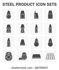Steel structural product such as beam tube and pipe variety of shape for construction material, Steel construction material, Product of iron and steel industry, vector illustration icon set design.