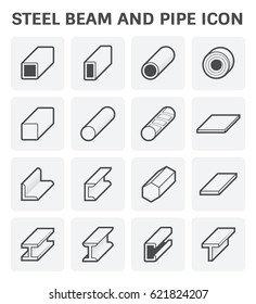 Steel Structural Product Such As Beam Tube And Pipe Variety Of Shape For Construction Material, Steel Construction Material, Product Of Iron And Steel Industry, Vector Illustration Icon Set Design.