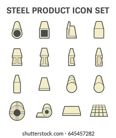 Steel structural product such as beam tube and pipe variety of shape for construction material, Steel construction material, Product of iron and steel industry, vector illustration icon set design.