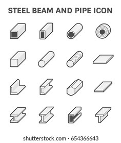 Steel structural product such as beam tube and pipe variety of shape for construction material, Steel construction material, Product of iron and steel industry, vector illustration icon set design.