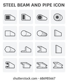 Steel Structural Product Such As Beam Tube And Pipe Variety Of Shape For Construction Material, Steel Construction Material, Product Of Iron And Steel Industry, Vector Illustration Icon Set Design.