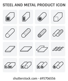 Steel Structural Product Such As Beam Tube And Pipe Variety Of Shape For Construction Material, Steel Construction Material, Product Of Iron And Steel Industry, Vector Illustration Icon Set Design.