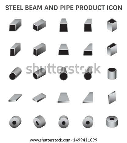 Steel structural product such as beam tube and pipe variety of shape for construction material, Steel construction material, Product of iron and steel industry, vector illustration icon set design.