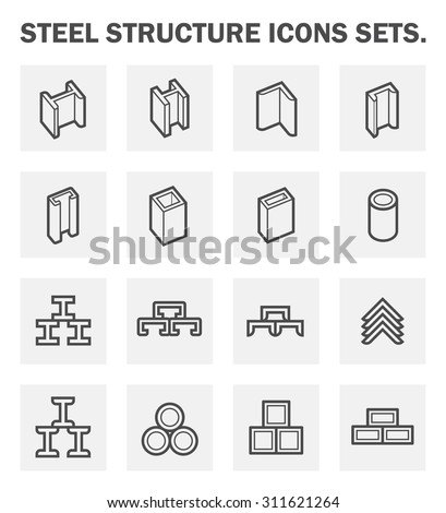 Steel structural product such as beam tube and pipe variety of shape for construction material, Steel construction material, Product of iron and steel industry, vector illustration icon set design.