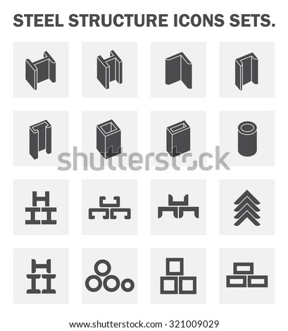 Steel structural product such as beam tube and pipe variety of shape for construction materials, Steel construction material, Product of iron and steel industry, vector illustration icon set design.