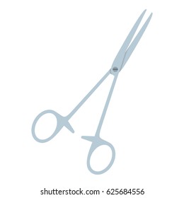 Steel surgical forceps icon flat isolated on white background vector illustration