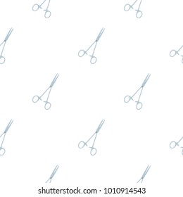 Steel surgical forceps pattern seamless flat style for web vector illustration