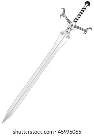 Steel sword of the knight in a vector isolated on a white and black background
