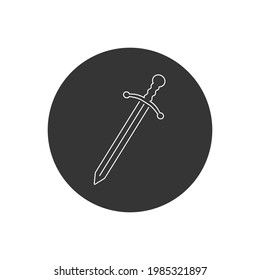Steel sword vector line icon illustration isolated on white background