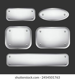 Steel tag plate with screws. Vector illustration EPS10.