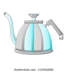 Steel tea pot icon. Cartoon of steel tea pot vector icon for web design isolated on white background