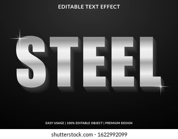 Steel Text Effect Template With Metallic Type Style And Bold Text Concept Use For Brand Label And Logotype 