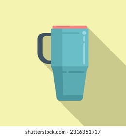 Steel thermo cup icon flat vector. Plastic mug. Travel flask