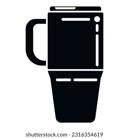 Steel thermo cup icon simple vector. Plastic mug. Travel flask