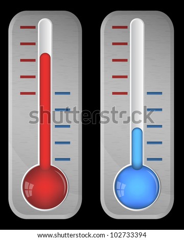 Steel thermometers on black, vector, 10eps.
