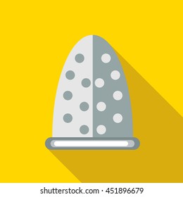 Steel thimble icon in flat style on a yellow background