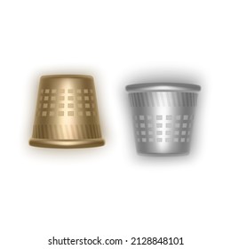Steel thimble for sewing. Vector illustration on white background