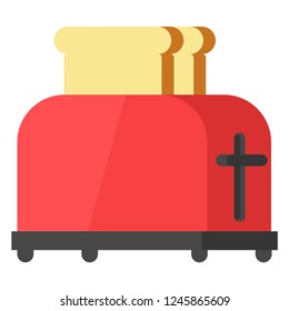 Steel toaster with two slices of bread, vector illustration in a flat style isolated on a white background