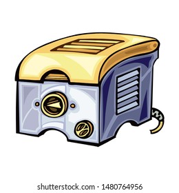 Steel toaster with two slices of bread, vector illustration in a flat style isolated on a white background
