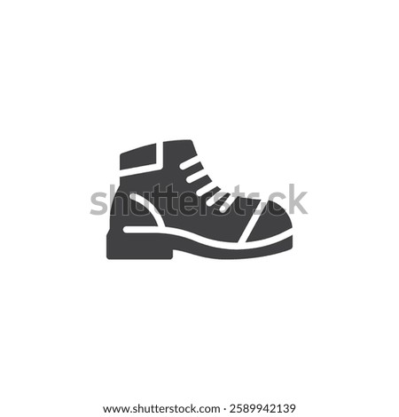 A steel toe boot vector icon. filled flat sign for mobile concept and web design. Safety Boots glyph icon. Foot protection symbol, logo illustration. Vector graphics