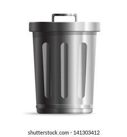 Steel Trash can or dustbin - icon isolated on white background. Vector