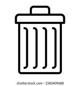 Steel Trash Can Vector Icon Design Concept
