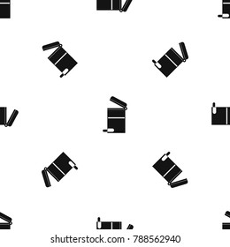 Steel trashcan pattern repeat seamless in black color for any design. Vector geometric illustration